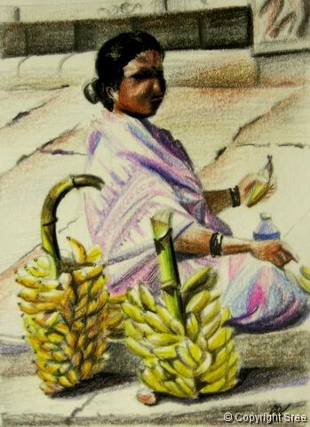 Banana Vendor by Sree of Sree's Canvas