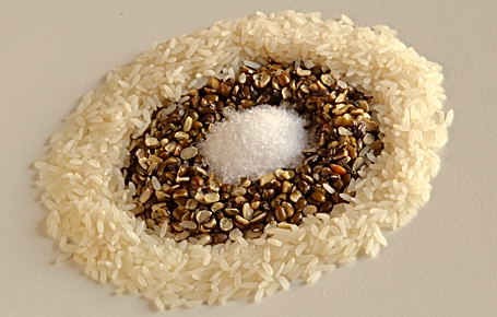 Sona Masuri Rice, Split Moong Dal and Salt ~ Ingredients for Pulagam 