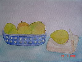 Mango Basket in Watercolor by Miel of Food and Watercolor