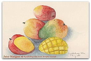 Juicy Mangoes: Watercolor by Rajalekshmy Usha
