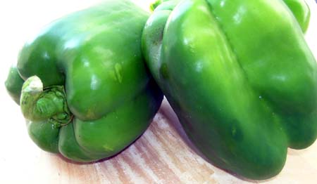 Green Bell Peppers (Capsicum or Bangalore Mirchi)