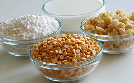 Chana dal, Sabudana (Sago), Milk and Jaggery - Ingredients for Payasam