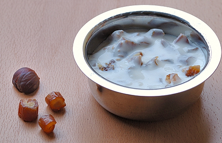 Boiled Chestnuts and Finely Chopped Dates with Yogurt