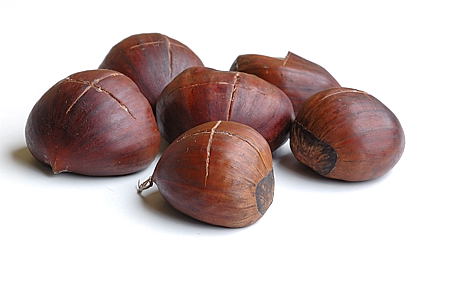 Chestnuts, with a plus shaped cut, Chestnuts, Prepped for Roasting