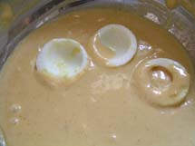 Boiled eggs Taking a Dip in Chickpea Flour Batter