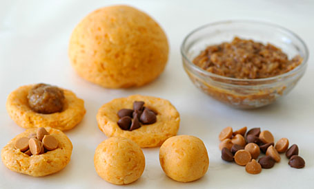 Sweet potato-gulab jamun dough, coconut fudge, chocolate and butterscotch chips