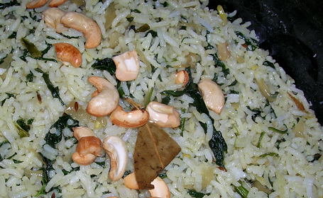 Palak Pulav ~ from Nav of Memories and Meals