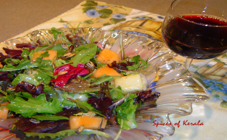 Fresh Herb Salad with Halloumi Cheese ~ from Reena of Spices of Kerala