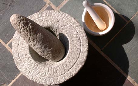 Stone Mortar and Pestle - big one from India and the small one from Ikea