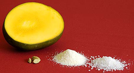 Ripe Mango, Cardamom, Semolina and Sugar - Ingredients for Mango Halwa
