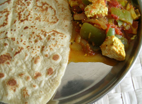 Chapati and Kadai Paneer(Paneer Jalfrezi)