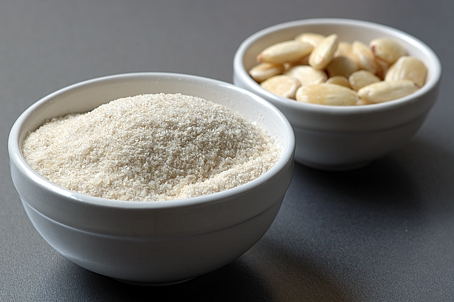 Pulverized Brown Basmati Rice and Almonds without skins 