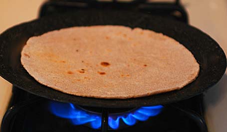 Roti is turned to otherside