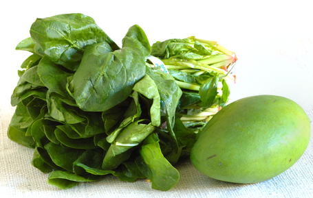 Spinach and Unripe Green Mango