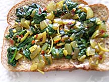 Spinach Curry on Whole Wheat Bread