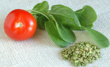 Green Split Peas, Spinach and Tomato