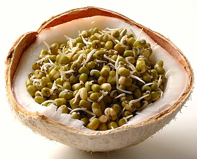 Sprouted Moong Dal and Fresh, Tender Coconut